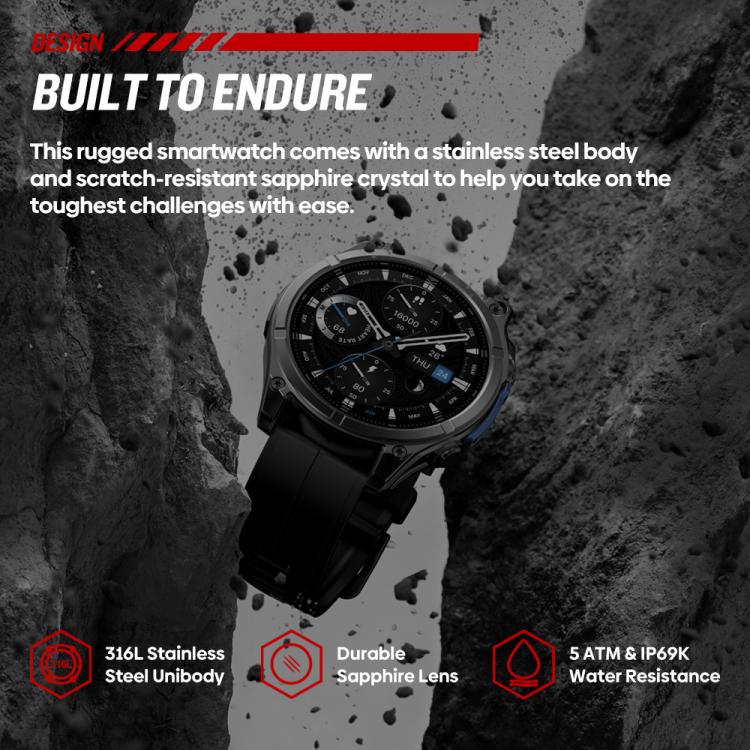 Smartwatch T-Rex rugged con display AMOLED da 1,43 pollici e torcia integrata.