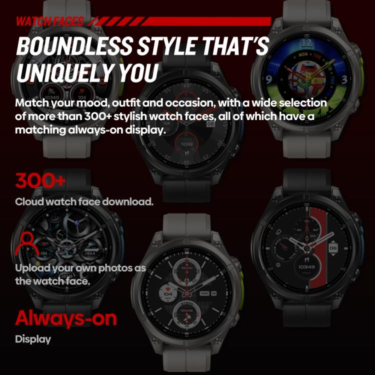 Smartwatch T-Rex rugged con display AMOLED da 1,43 pollici e torcia integrata.