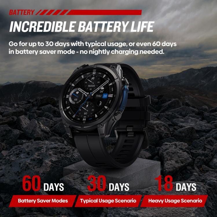 Smartwatch T-Rex rugged con display AMOLED da 1,43 pollici e torcia integrata.