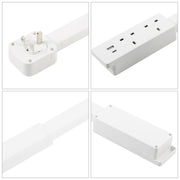 Prolunga per presa elettrica quadrata con spina UK e porta USB/Type-C per ricarica rapida., 3 AC + USB, UK Plug