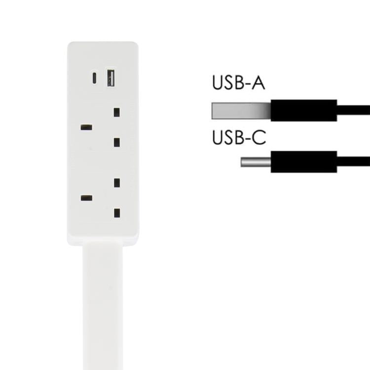 Prolunga presa elettrica UK con 3 AC e USB Type-C