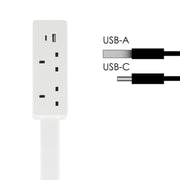 Prolunga per presa elettrica quadrata con spina UK e porta USB/Type-C per ricarica rapida., 3 AC + USB, UK Plug