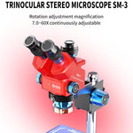 Microscopio stereoscopico trinoculare JTX SM-3 con zoom regolabile 7-60X., JTX SM-3