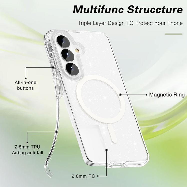 Custodia magnetica per telefono MagSafe in stile Terminator con glitter in polvere., For Samsung Galaxy S26+ 5G, For Samsung Galaxy S26 Ultra 5G, For Samsung Galaxy S26 5G