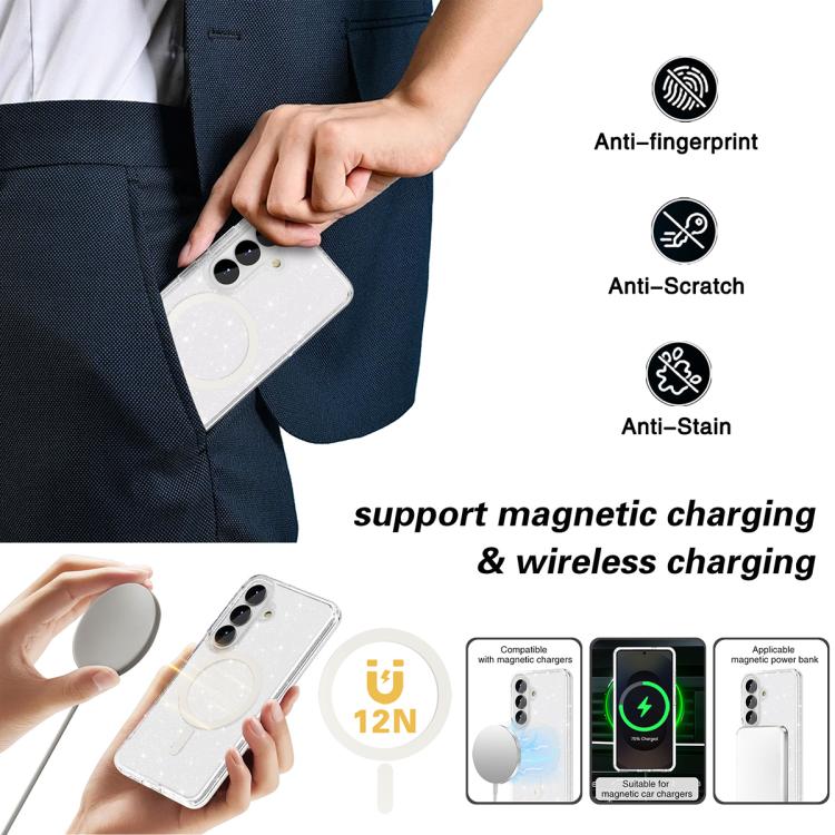Custodia magnetica per telefono MagSafe in stile Terminator con glitter in polvere., For Samsung Galaxy S26+ 5G, For Samsung Galaxy S26 Ultra 5G, For Samsung Galaxy S26 5G