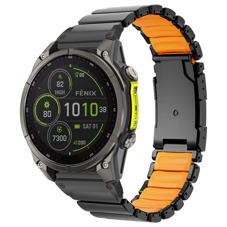 Cinturino per orologio in silicone bicolore con fibbia a tartaruga in titanio., For Garmin 26mm