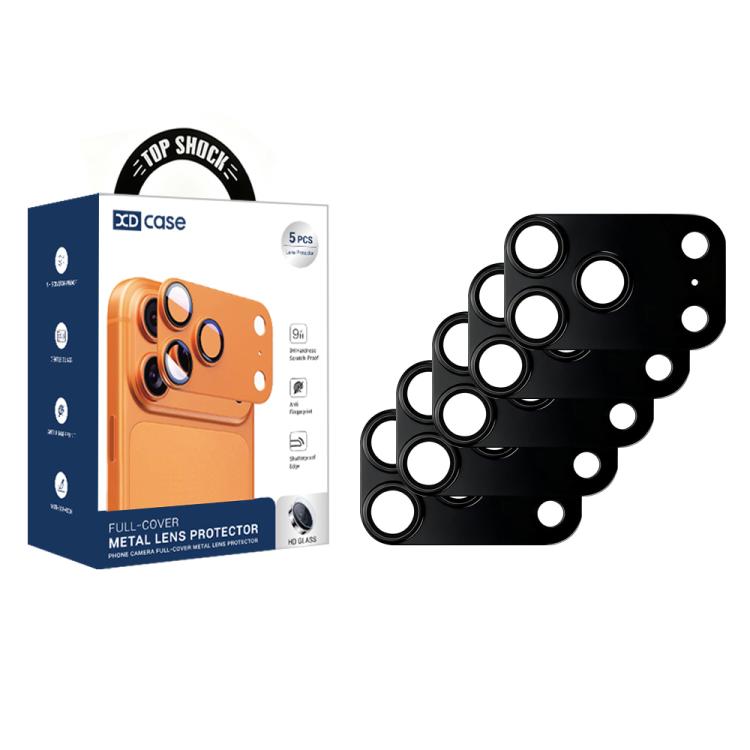 XDcase 5 pezzi Pellicola adesiva per obiettivo fotografico in metallo satinato a copertura totale, For iPhone 17 Pro Max, For iPhone 17 Pro