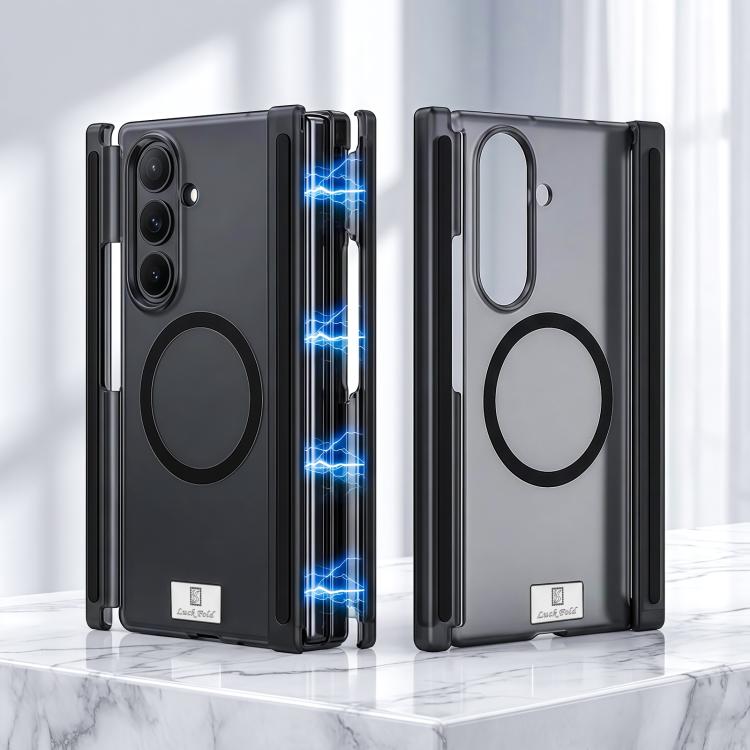 Custodia per telefono con cerniera magnetica a doppio lato, finitura opaca ghiaccio, con targhetta porta nome., For Samsung Galaxy Z TriFold