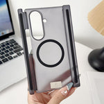 Custodia per telefono con cerniera magnetica a doppio lato, finitura opaca ghiaccio, con targhetta porta nome., For Samsung Galaxy Z TriFold