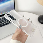 Custodia per telefono con cerniera magnetica a doppio lato, finitura opaca ghiaccio, con targhetta porta nome., For Samsung Galaxy Z TriFold