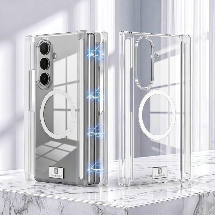 Custodia per telefono con cerniera magnetica a doppio lato, finitura opaca ghiaccio, con targhetta porta nome., For Samsung Galaxy Z TriFold