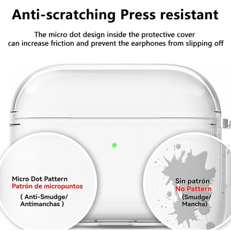 Custodia protettiva trasparente in TPU per auricolari XDcase con moschettone, For AirPods Pro 3, For AirPods 4, For AirPods Pro 2 / 1