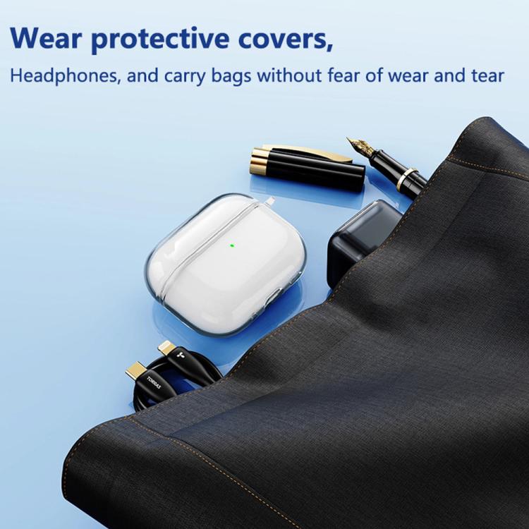 Custodia protettiva trasparente in TPU per auricolari XDcase con moschettone, For AirPods Pro 3, For AirPods 4, For AirPods Pro 2 / 1