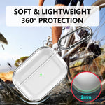 Custodia protettiva trasparente in TPU per auricolari XDcase con moschettone, For AirPods Pro 3, For AirPods 4, For AirPods Pro 2 / 1