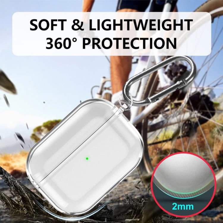 Custodia protettiva trasparente in TPU per auricolari XDcase con moschettone, For AirPods Pro 3, For AirPods 4, For AirPods Pro 2 / 1