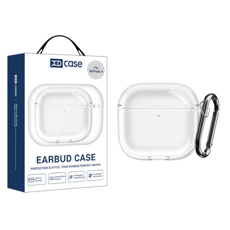Custodia protettiva trasparente in TPU per auricolari XDcase con moschettone, For AirPods Pro 3, For AirPods 4, For AirPods Pro 2 / 1