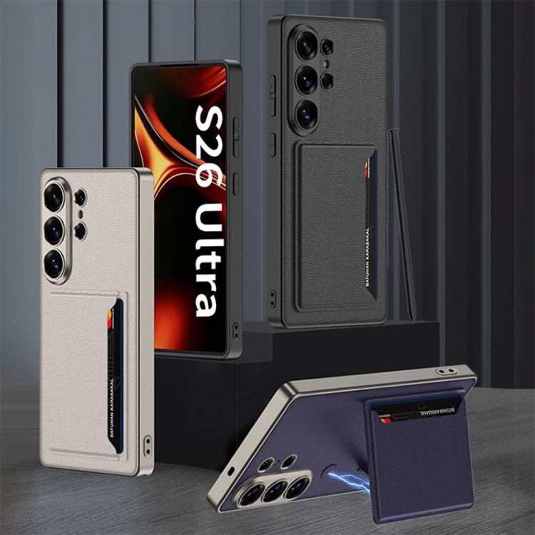 Custodia per telefono GKK ultra sottile in pelle con scomparti per carte e supporto magnetico, For Samsung Galaxy S26 Ultra 5G