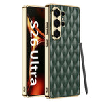 Custodia per telefono GKK in pelle con texture a rombi e placcatura in metallo., For Samsung Galaxy S26 Ultra 5G