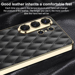 Custodia per telefono GKK in pelle con texture a rombi e placcatura in metallo., For Samsung Galaxy S26 Ultra 5G