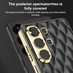 Custodia per telefono GKK in pelle con texture a rombi e placcatura in metallo., For Samsung Galaxy S26 Ultra 5G