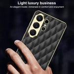 Custodia per telefono GKK in pelle con texture a rombi e placcatura in metallo., For Samsung Galaxy S26 Ultra 5G