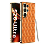 Custodia per telefono GKK in pelle con texture a rombi e placcatura in metallo., For Samsung Galaxy S26 Ultra 5G