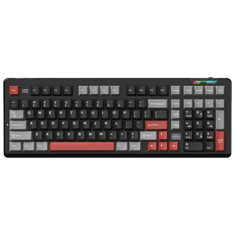 LINGBAO K98 101 Keys Triple-mode Wireless Game Keyboard, Black Pink-Flower Field Axis, Black Red-Red Rabbit Axis, White-Glazed Tile Axis, Blackberry Powder-Red Rabbit Axis Pro, Blackberry Powder-Glazed Tile Axis, White Purple-Flower Field Axis         ...