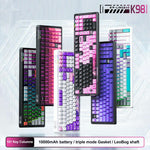 LINGBAO K98 101 Keys Triple-mode Wireless Game Keyboard, Black Pink-Flower Field Axis, Black Red-Red Rabbit Axis, White-Glazed Tile Axis, Blackberry Powder-Red Rabbit Axis Pro, Blackberry Powder-Glazed Tile Axis, White Purple-Flower Field Axis         ...