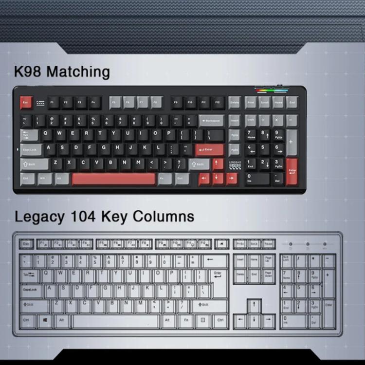 LINGBAO K98 101 Keys Triple-mode Wireless Game Keyboard, Black Pink-Flower Field Axis, Black Red-Red Rabbit Axis, White-Glazed Tile Axis, Blackberry Powder-Red Rabbit Axis Pro, Blackberry Powder-Glazed Tile Axis, White Purple-Flower Field Axis         ...