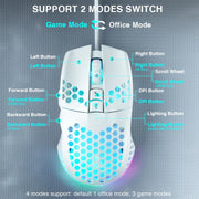 SOLAKAKA SM900 Honeycomb Hollow RGB Light Wired Gaming Mouse, SM900