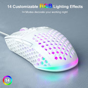 SOLAKAKA SM900 Honeycomb Hollow RGB Light Wired Gaming Mouse, SM900