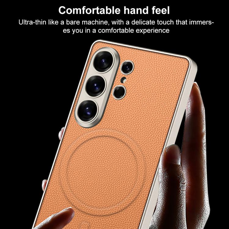 Custodia magnetica per telefono GKK in similpelle effetto pelle con finitura metallizzata., For Samsung Galaxy S26 Ultra 5G
