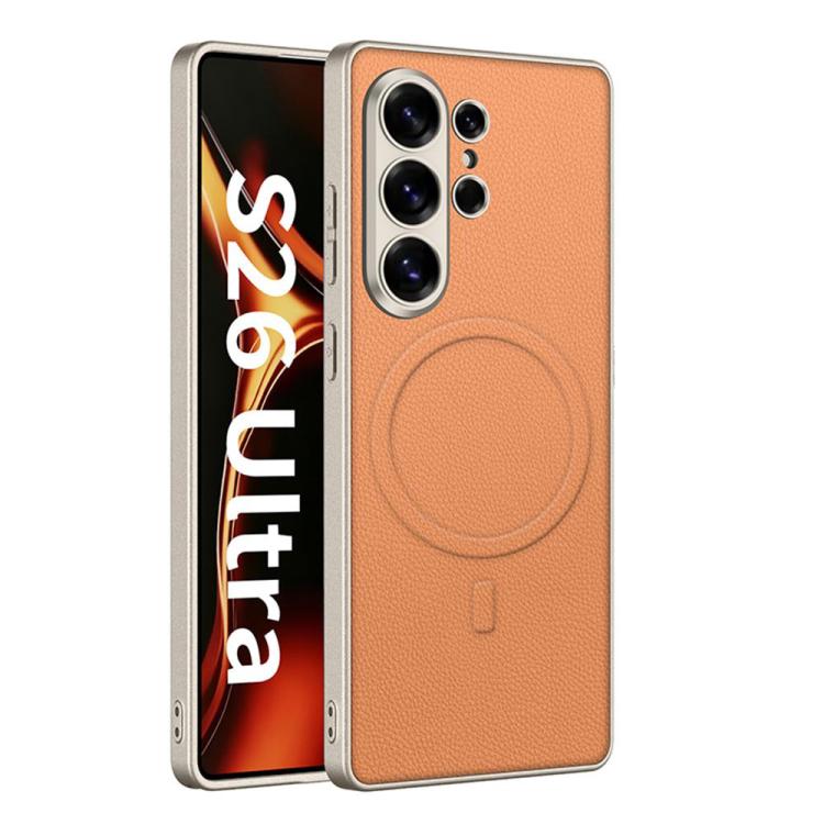 Custodia magnetica per telefono GKK in similpelle effetto pelle con finitura metallizzata., For Samsung Galaxy S26 Ultra 5G