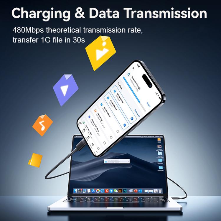 Cavo dati USAMS SJ781 U94 da USB-C / Type-C a 8 pin con ricarica rapida PD30W, 1m