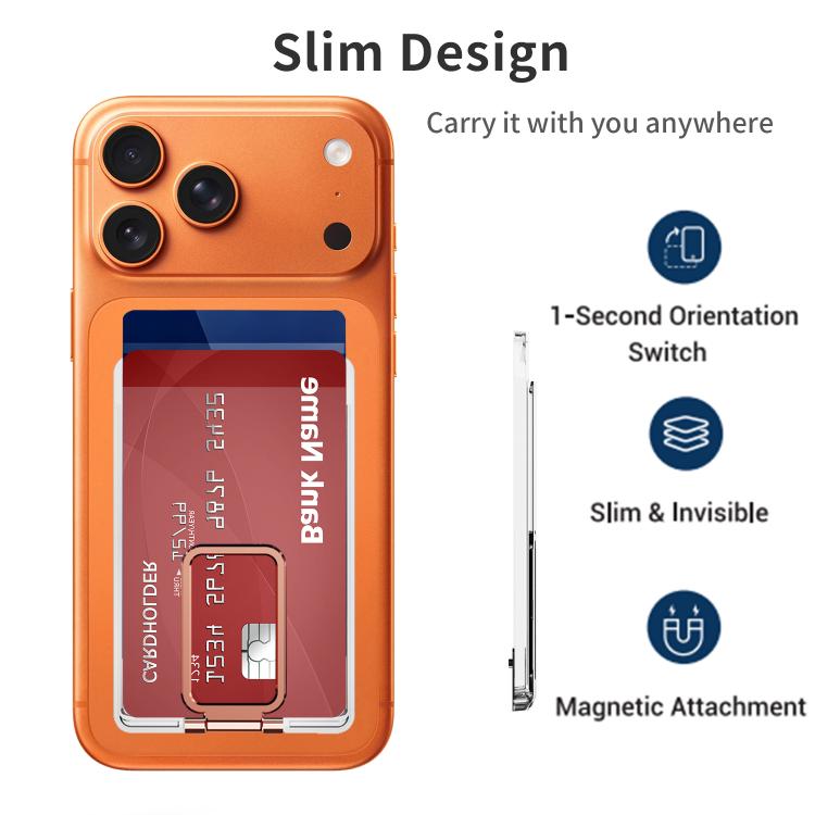 XDcase Slot magnetico posteriore per carte con supporto per iPhone/Galaxy e altri dispositivi