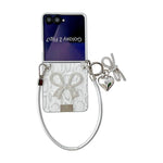 Custodia per telefono con texture a squame e motivo a fiocco, con cinturino da polso e targhetta., For Samsung Galaxy Z Flip6/7 FE, For Samsung Galaxy Z Fold7 5G, For Samsung Galaxy Z Flip7 5G, For Samsung Galaxy Z Fold6, For Samsung Galaxy Z Fold5    ...