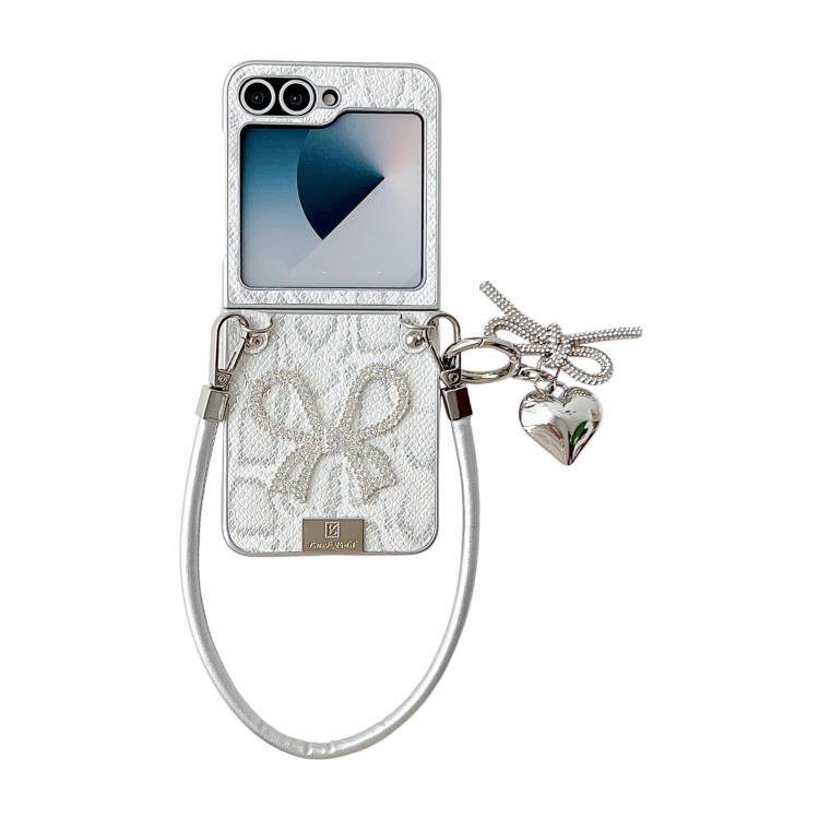 Custodia per telefono con texture a squame e motivo a fiocco, con cinturino da polso e targhetta., For Samsung Galaxy Z Flip6/7 FE, For Samsung Galaxy Z Fold7 5G, For Samsung Galaxy Z Flip7 5G, For Samsung Galaxy Z Fold6, For Samsung Galaxy Z Fold5    ...