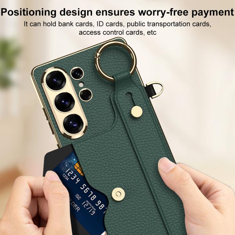 Custodia per telefono GKK in pelle placcata con porta carte e cinturino, copertura completa., For Samsung Galaxy S26 Ultra 5G