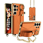 Custodia per telefono GKK in pelle placcata con porta carte e cinturino, copertura completa., For Samsung Galaxy S26 Ultra 5G