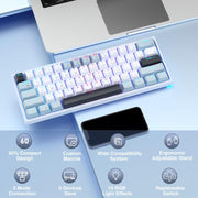 SOLAKAKA SK961 Tri-mode RGB 61 Keys Wireless Mechanical Keyboard, Red Axis
