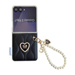 Custodia per telefono con cinturino da polso e texture a forma di cuore 3D effetto giacca imbottita., For Samsung Galaxy Z Flip6/7 FE, For Samsung Galaxy Z Fold7 5G, For Samsung Galaxy Z Flip7 5G, For Samsung Galaxy Z Flip5
