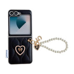 Custodia per telefono con cinturino da polso e texture a forma di cuore 3D effetto giacca imbottita., For Samsung Galaxy Z Flip6/7 FE, For Samsung Galaxy Z Fold7 5G, For Samsung Galaxy Z Flip7 5G, For Samsung Galaxy Z Flip5