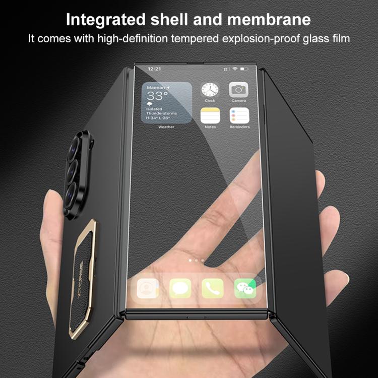Custodia per telefono GKK con cinturino da polso ultra sottile integrato e supporto girevole a copertura totale., For Samsung Galaxy Z TriFold