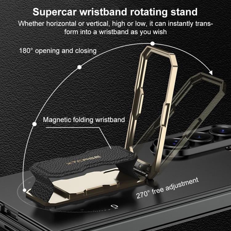 Custodia per telefono GKK con cinturino da polso ultra sottile integrato e supporto girevole a copertura totale., For Samsung Galaxy Z TriFold