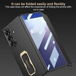 Custodia per telefono GKK con cinturino da polso ultra sottile integrato e supporto girevole a copertura totale., For Samsung Galaxy Z TriFold