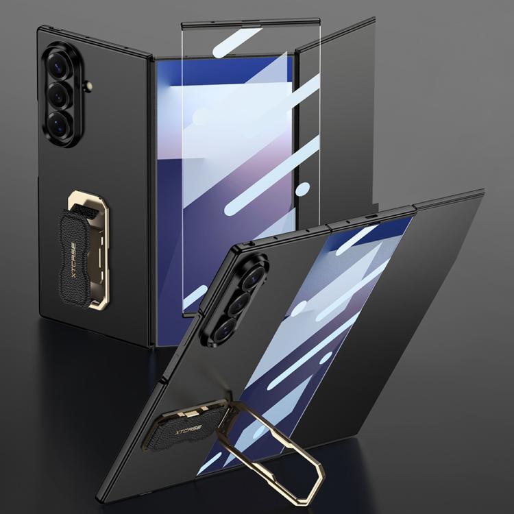 Custodia per telefono GKK con cinturino da polso ultra sottile integrato e supporto girevole a copertura totale., For Samsung Galaxy Z TriFold