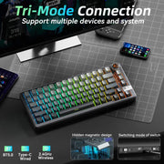 SOLAKAKA Ki75 Tri-mode RGB Side-Legend Wireless Mechanical Keyboard, Seiya Switch
