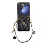 Custodia per telefono con cinturino da polso e motivo 3D a camelia, modello piumino., For Samsung Galaxy Z Flip6/7 FE, For Samsung Galaxy Z Fold7 5G, For Samsung Galaxy Z Flip7 5G, For Samsung Galaxy Z Flip5