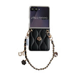 Custodia per telefono con cinturino da polso e motivo 3D a camelia, modello piumino., For Samsung Galaxy Z Flip6/7 FE, For Samsung Galaxy Z Fold7 5G, For Samsung Galaxy Z Flip7 5G, For Samsung Galaxy Z Flip5