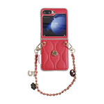 Custodia per telefono con cinturino da polso e motivo 3D a camelia, modello piumino., For Samsung Galaxy Z Flip6/7 FE, For Samsung Galaxy Z Fold7 5G, For Samsung Galaxy Z Flip7 5G, For Samsung Galaxy Z Flip5